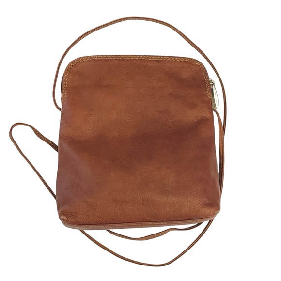 Rialto Tan Leather Crossbody Bag Very Nice Soft Leather Zip Pockets Fully Lined - Picture 2 of 13